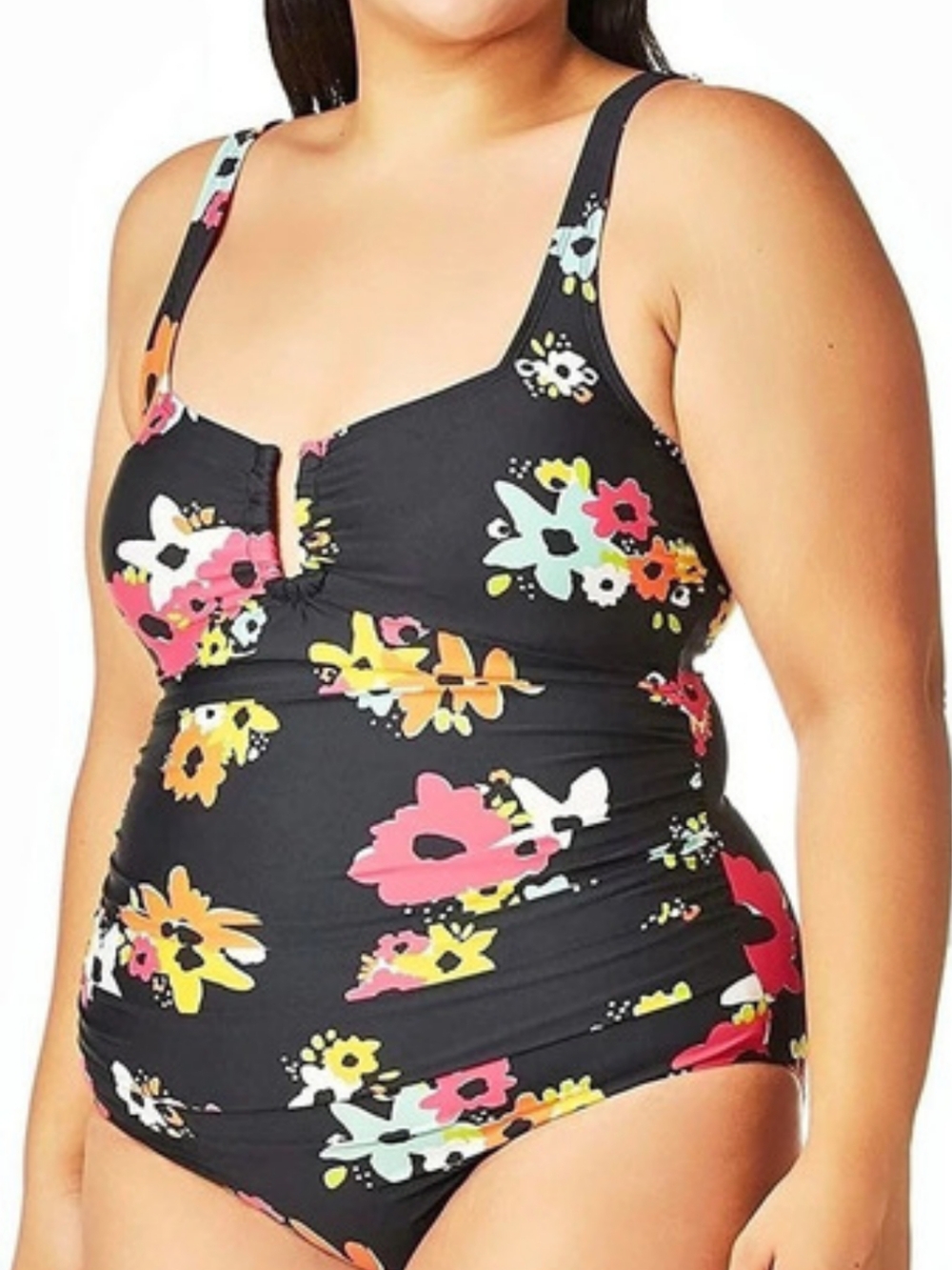 Anne Cole Tropical Multi One-Piece Swimsuit Floral One-Piece Swimsuit Black